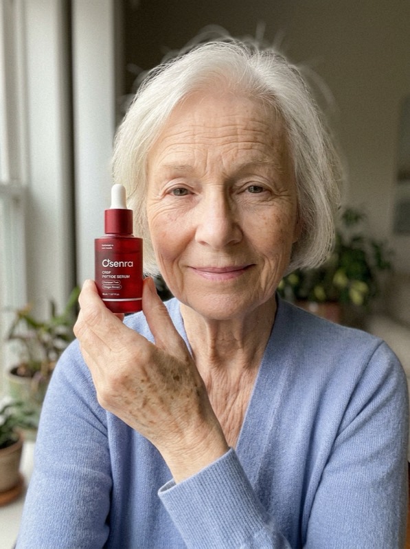 Osenra customer holding the CPAP Peptide Serum