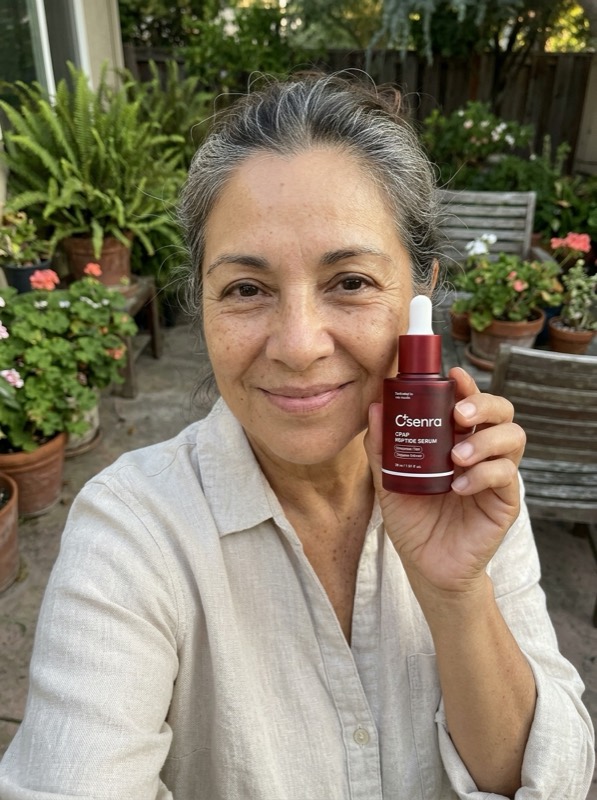 Osenra customer holding the CPAP Peptide Serum