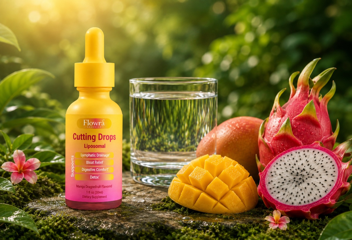 Cutting Drops bottle with mango and dragonfruit