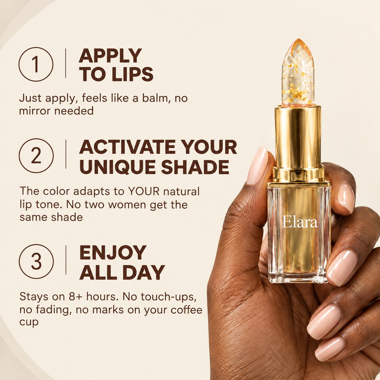 How to use: apply, activate your unique shade, enjoy all day