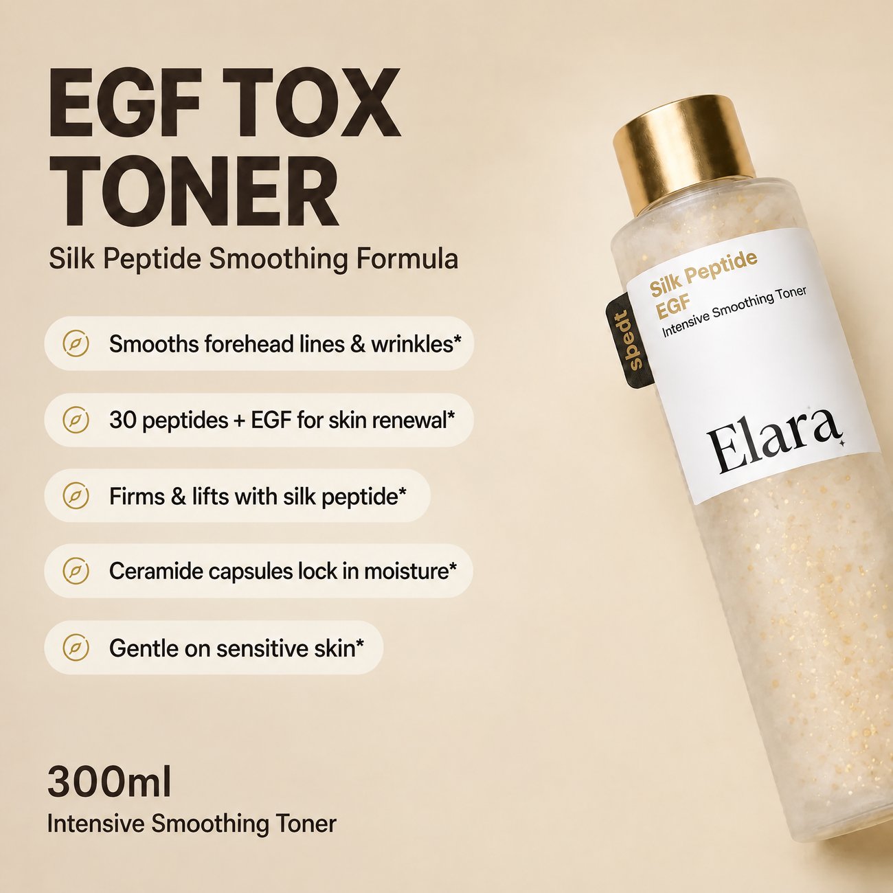 EGF Tox Toner benefits and silk peptide smoothing formula