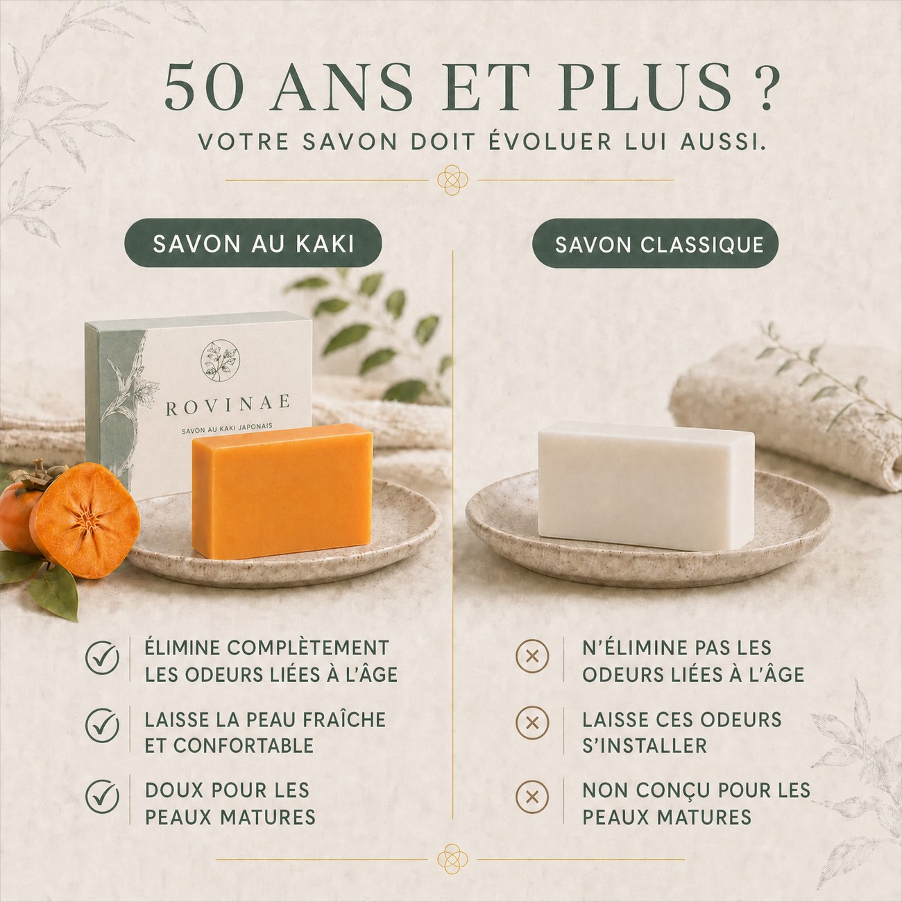 Savon au kaki comparé au savon classique