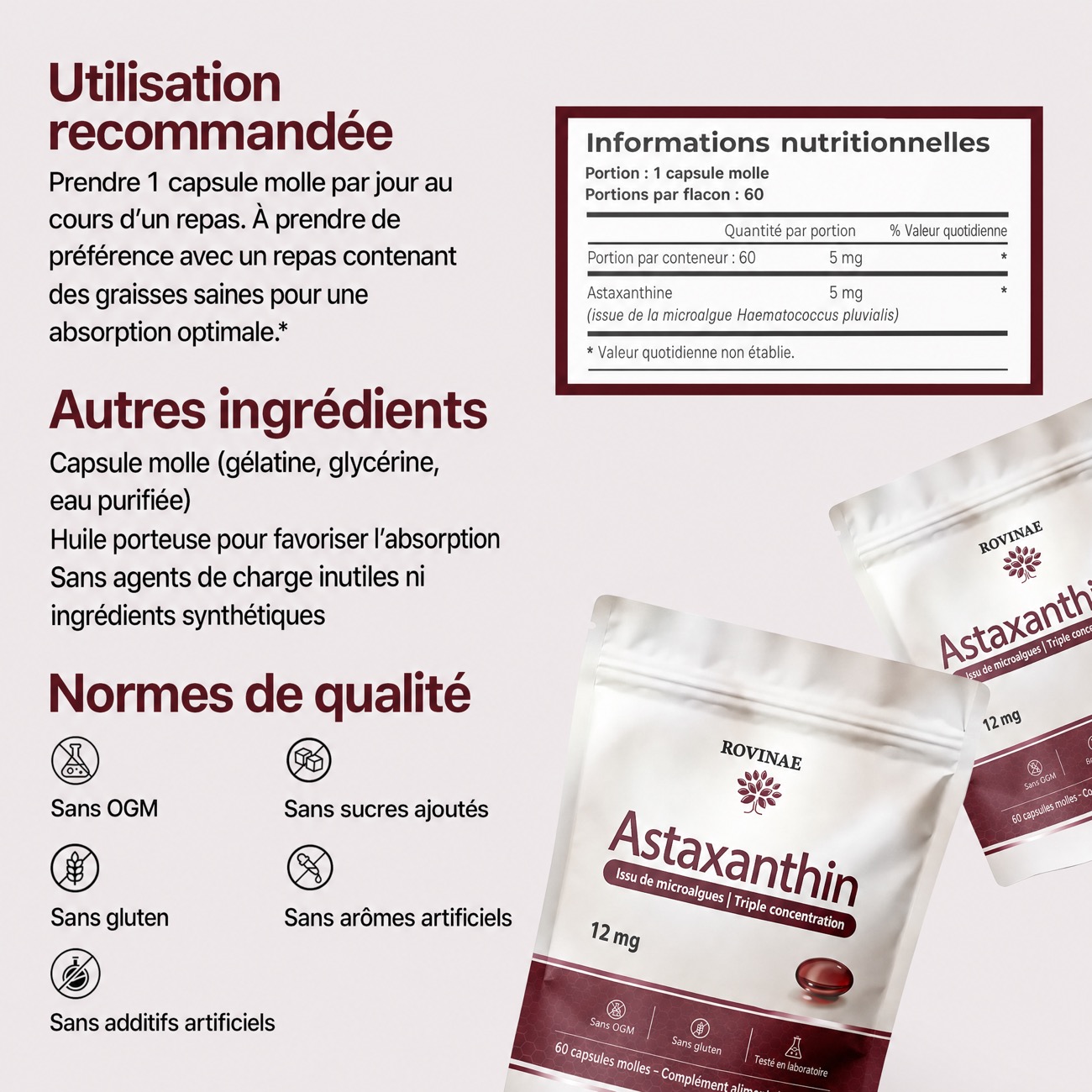 Utilisation et informations nutritionnelles