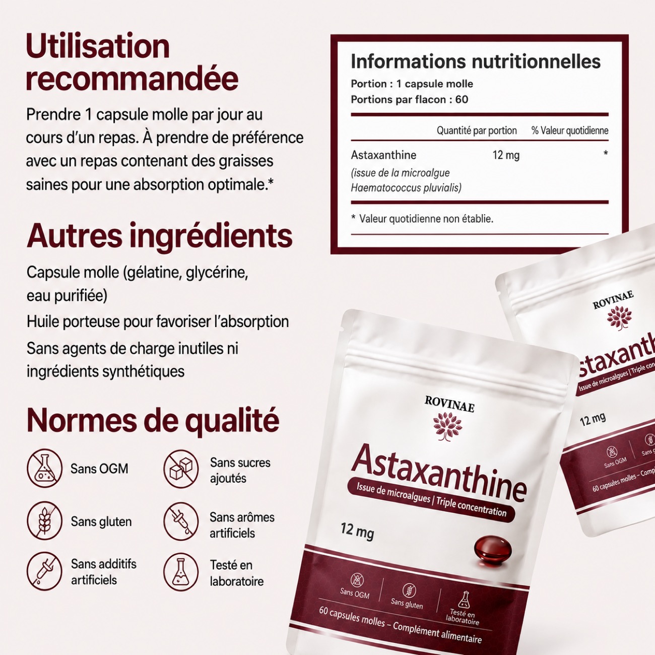 Utilisation et informations nutritionnelles