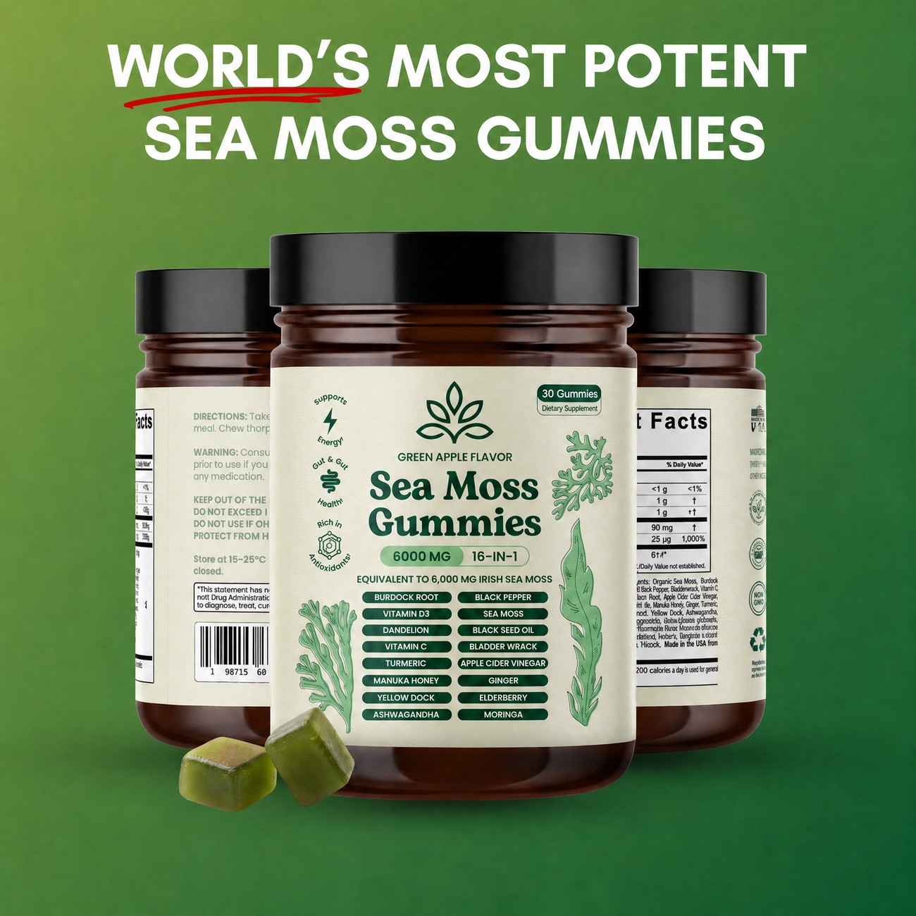 World's most potent Sea Moss 16-in-1 Gummies